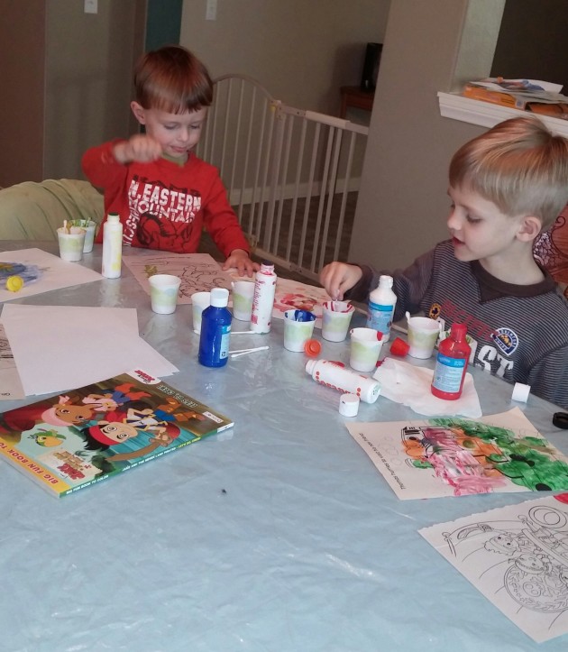Tahoe and Kona loved painting with Q-tips as one of the activities in the Letter Q Study Unit.