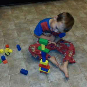 Tahoe decided to construct a tower with the blocks.