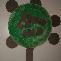 Here is the finished product. (Can you tell the circles are the head and feet?)