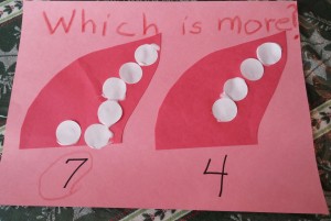 We discussed which number was "more" and he circled that number.